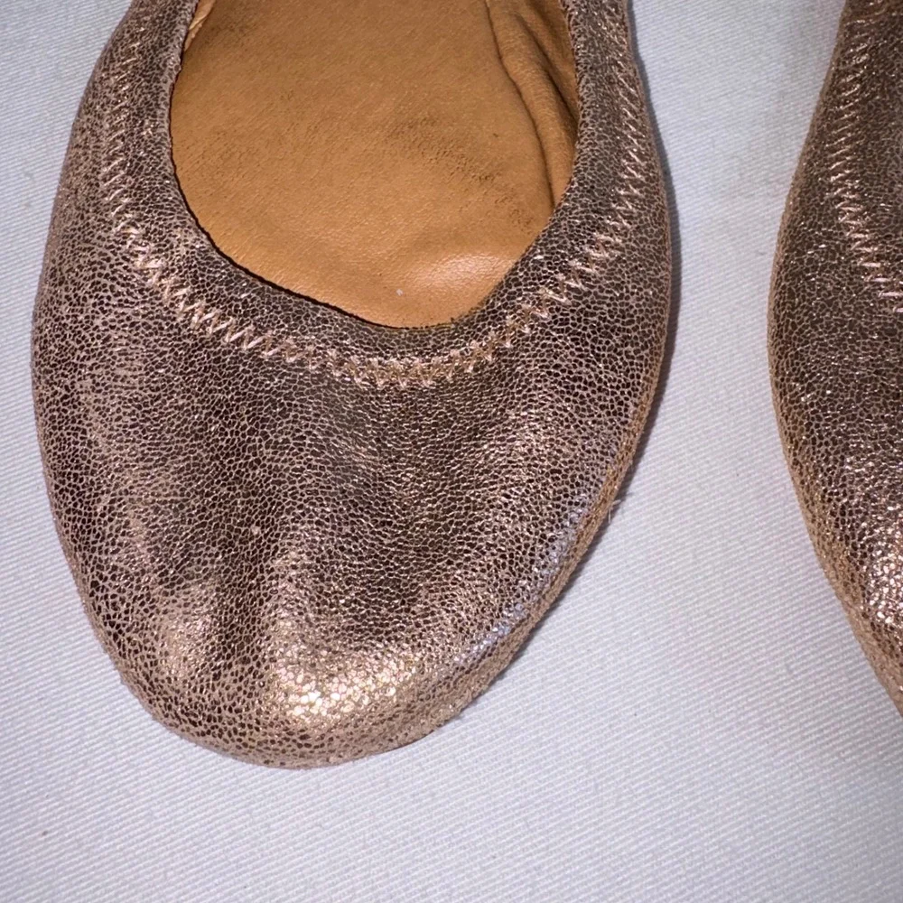 Lucky Brand Emmie Ballet Flat 7.5 Rose Gold Good Metallic Leather Slip On Shoes